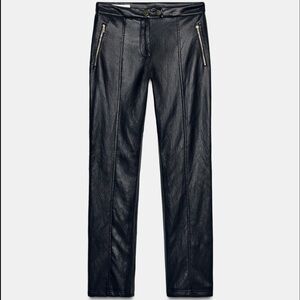 Zara Black Faux Leather Flare Pants NWT Small